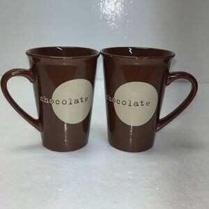 Set Of‎ 2 Brown Ceramic Hot Chocolate-Themed Mugs